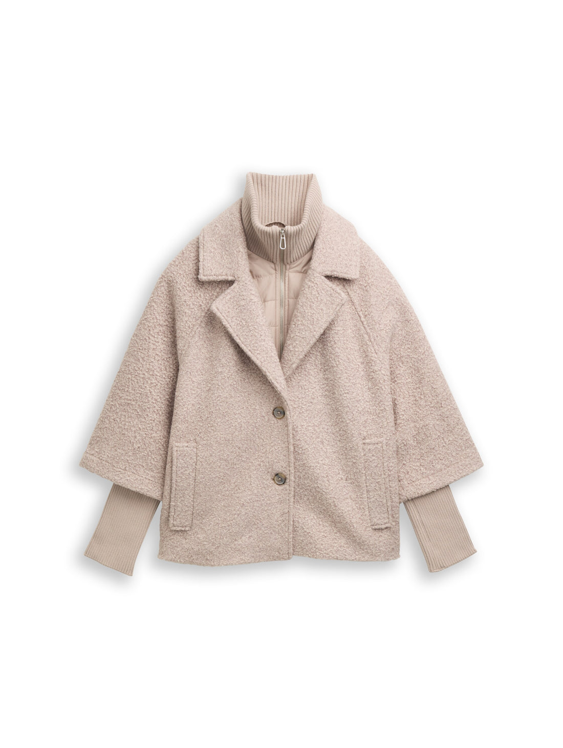 Bouclé Cape Jacke im 2-in-1-Look