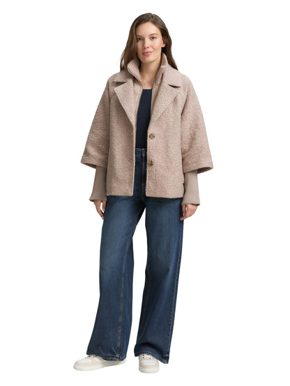 Bouclé Cape Jacke im 2-in-1-Look