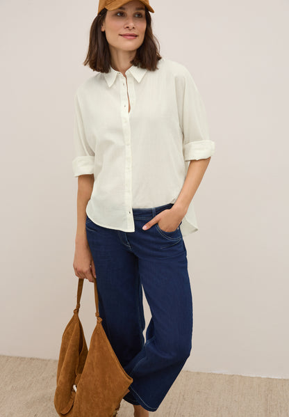 CECIL Damen Bluse mit Streifenstruktur Weiß