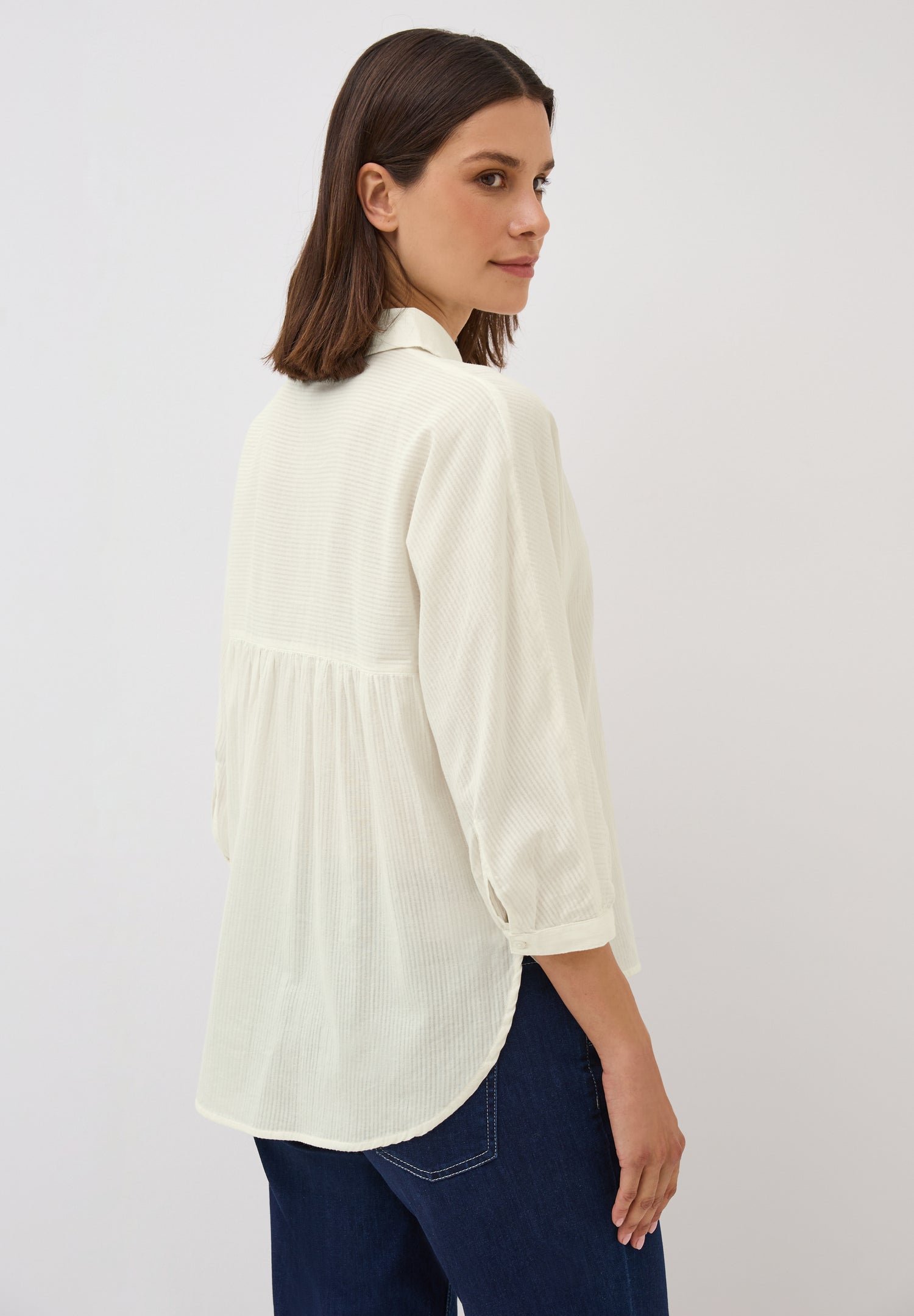 CECIL Damen Bluse mit Streifenstruktur Weiß