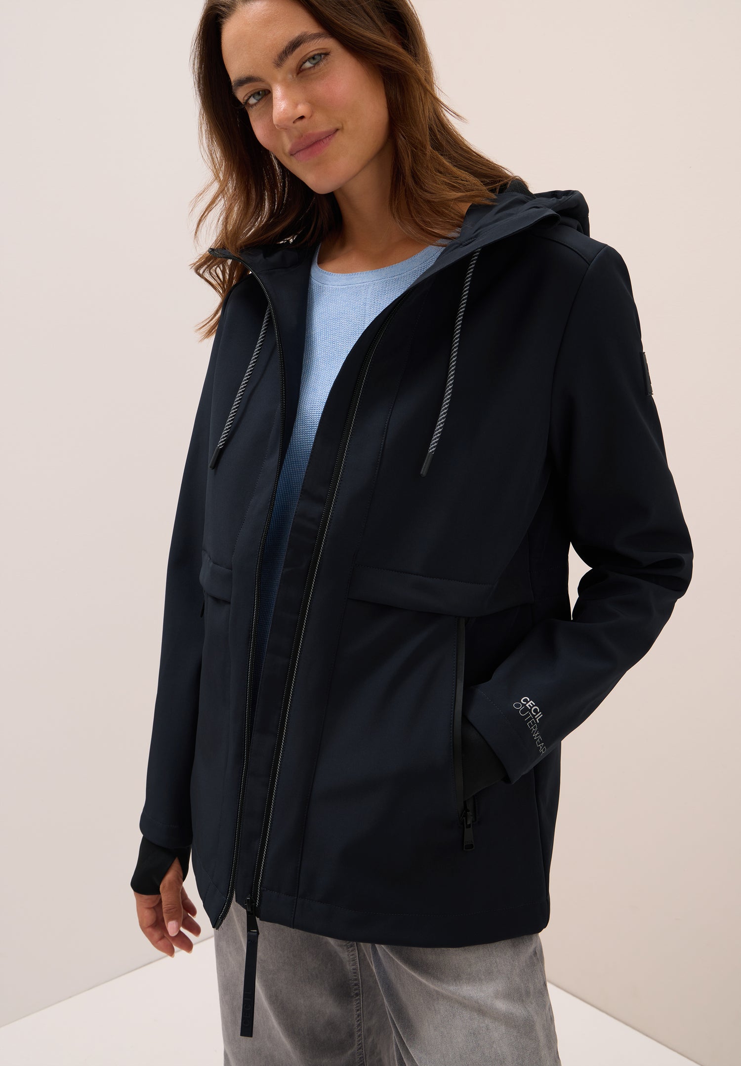 CECIL Midi Softshell Jacke für Damen mit  sportiver Optik Dark