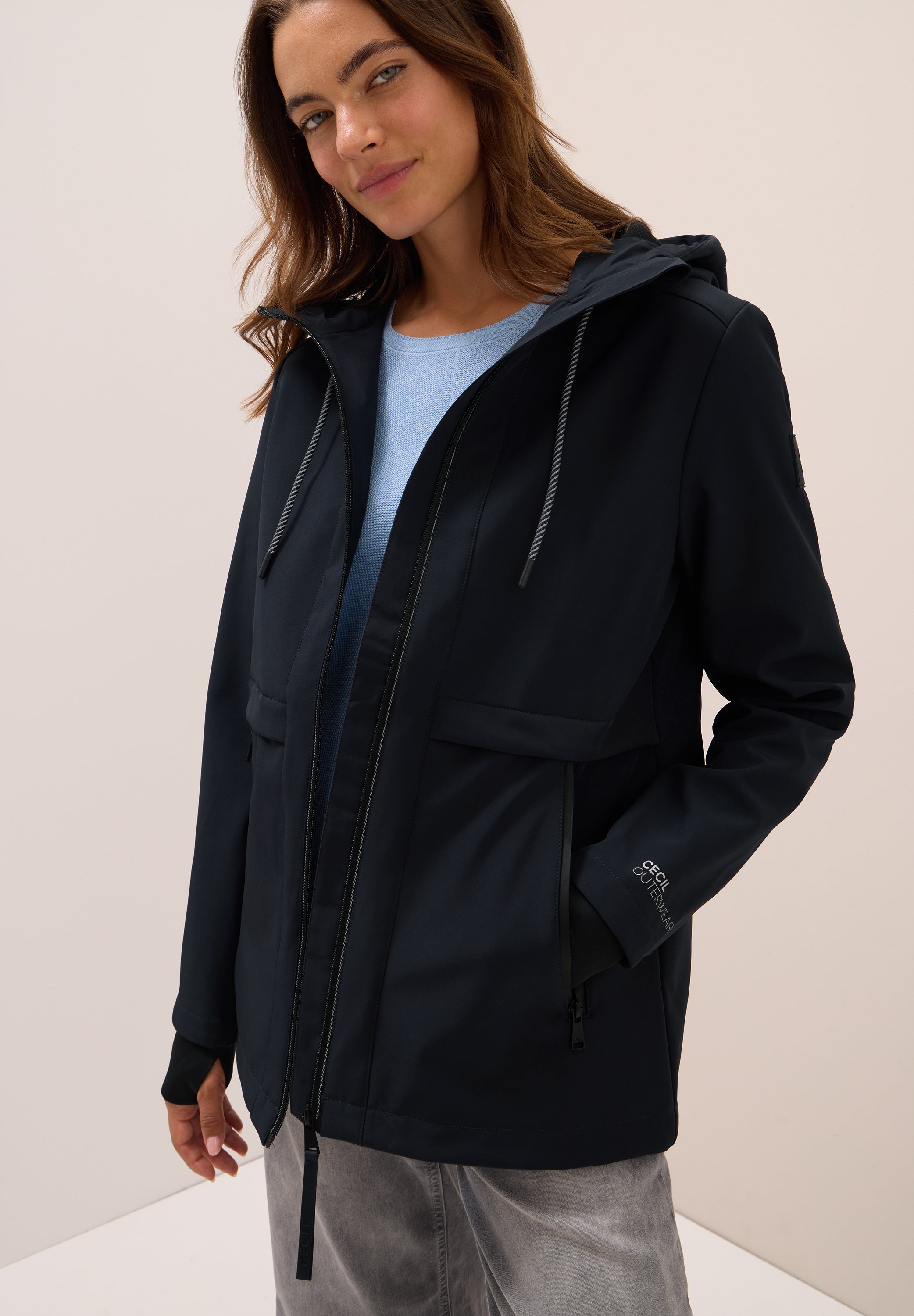 CECIL Midi Softshell Jacke für Damen mit  sportiver Optik Dark