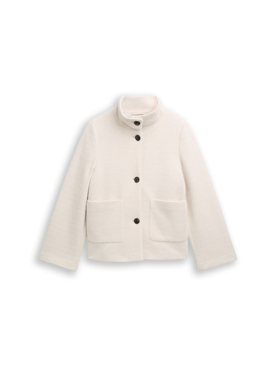 Jacquard Wolljacke mit Stehkragen