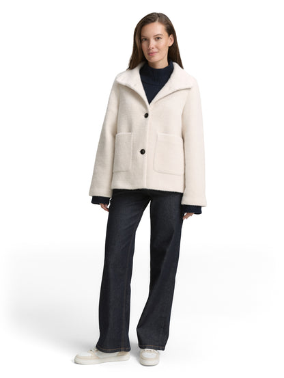 Jacquard Wolljacke mit Stehkragen