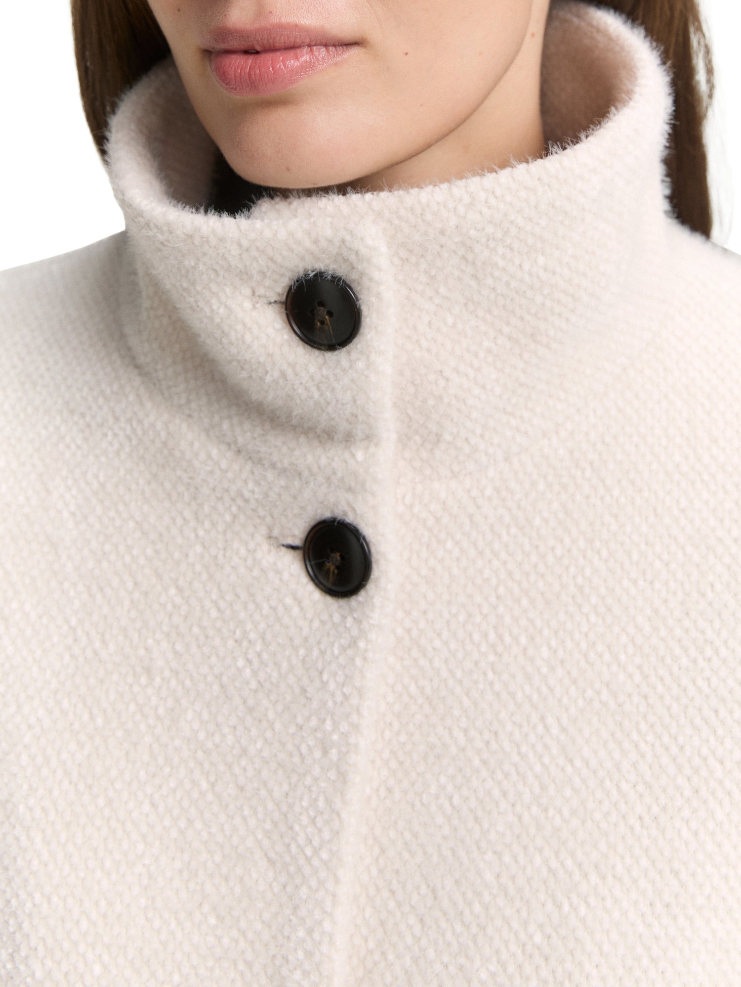 Jacquard Wolljacke mit Stehkragen
