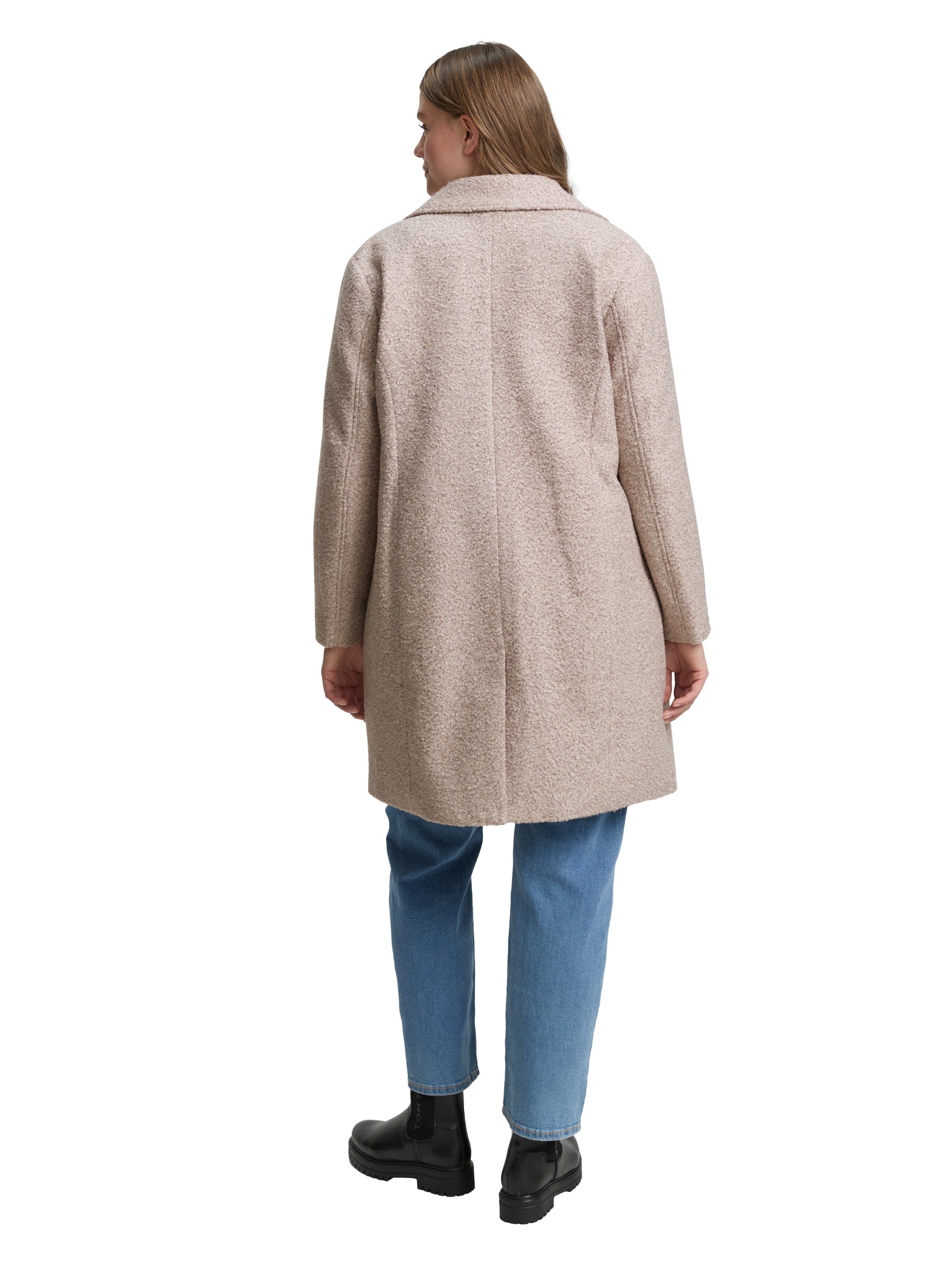 Plus Size - Bouclé Mantel mit Reverskragen