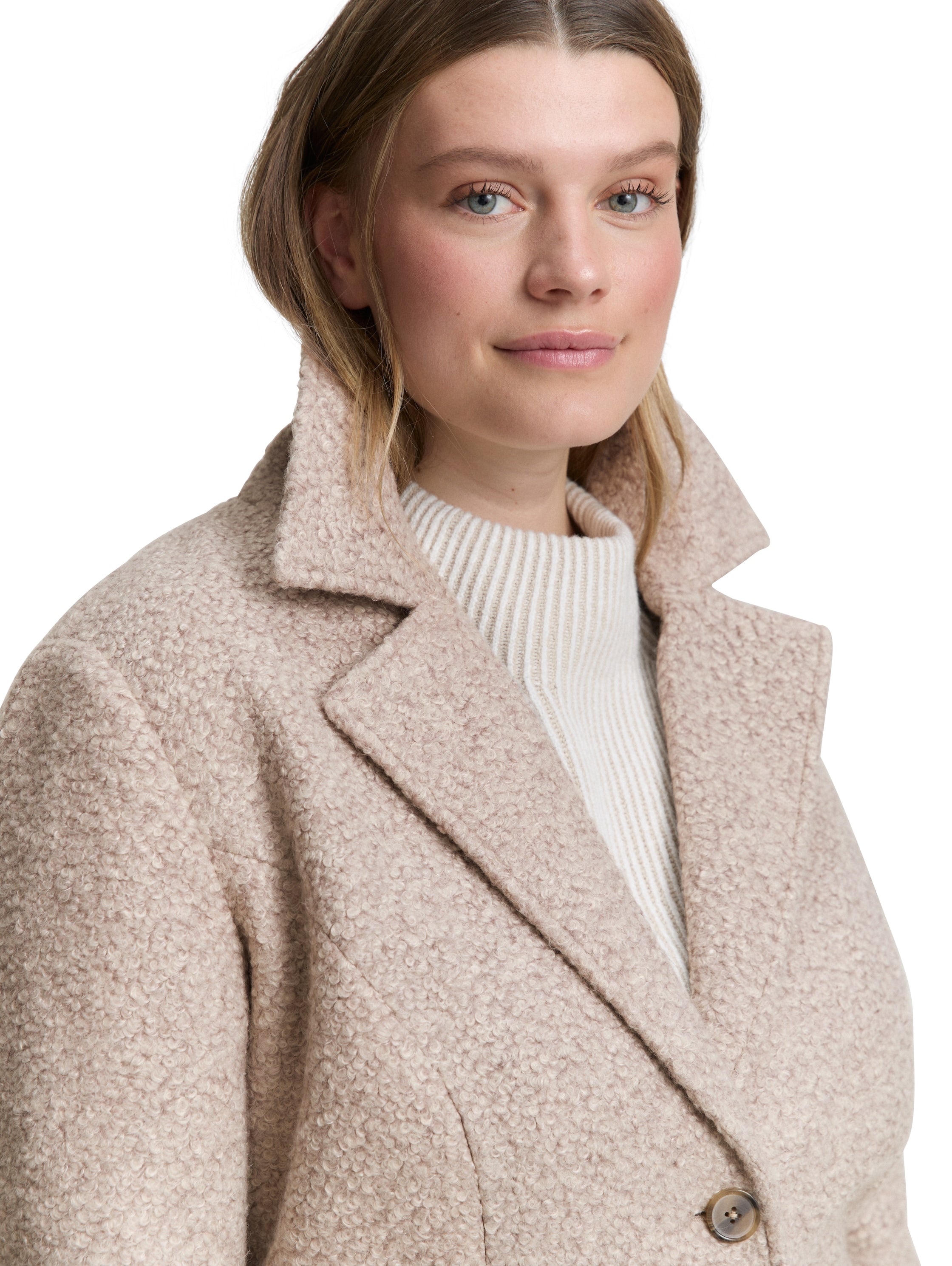 Plus Size - Bouclé Mantel mit Reverskragen