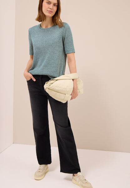 Leichtes  Damen Strick-Look T-Shirt Grün