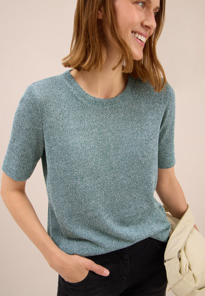 Leichtes  Damen Strick-Look T-Shirt Grün