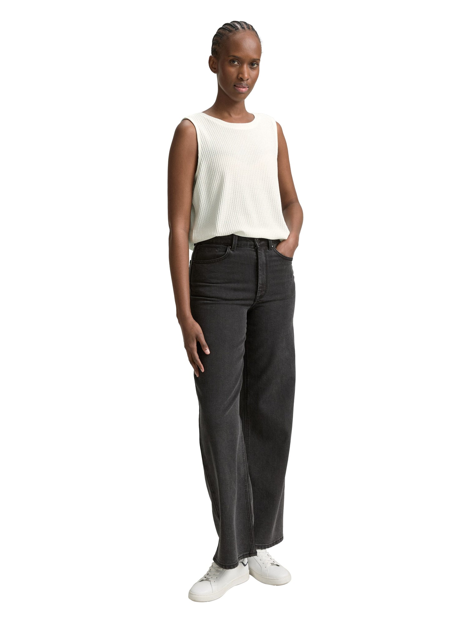 Loose Fit Top mit Waffelstruktur