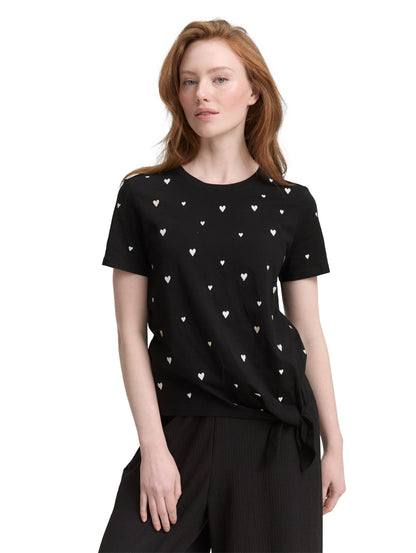 T-Shirt mit Herz-Stickerei