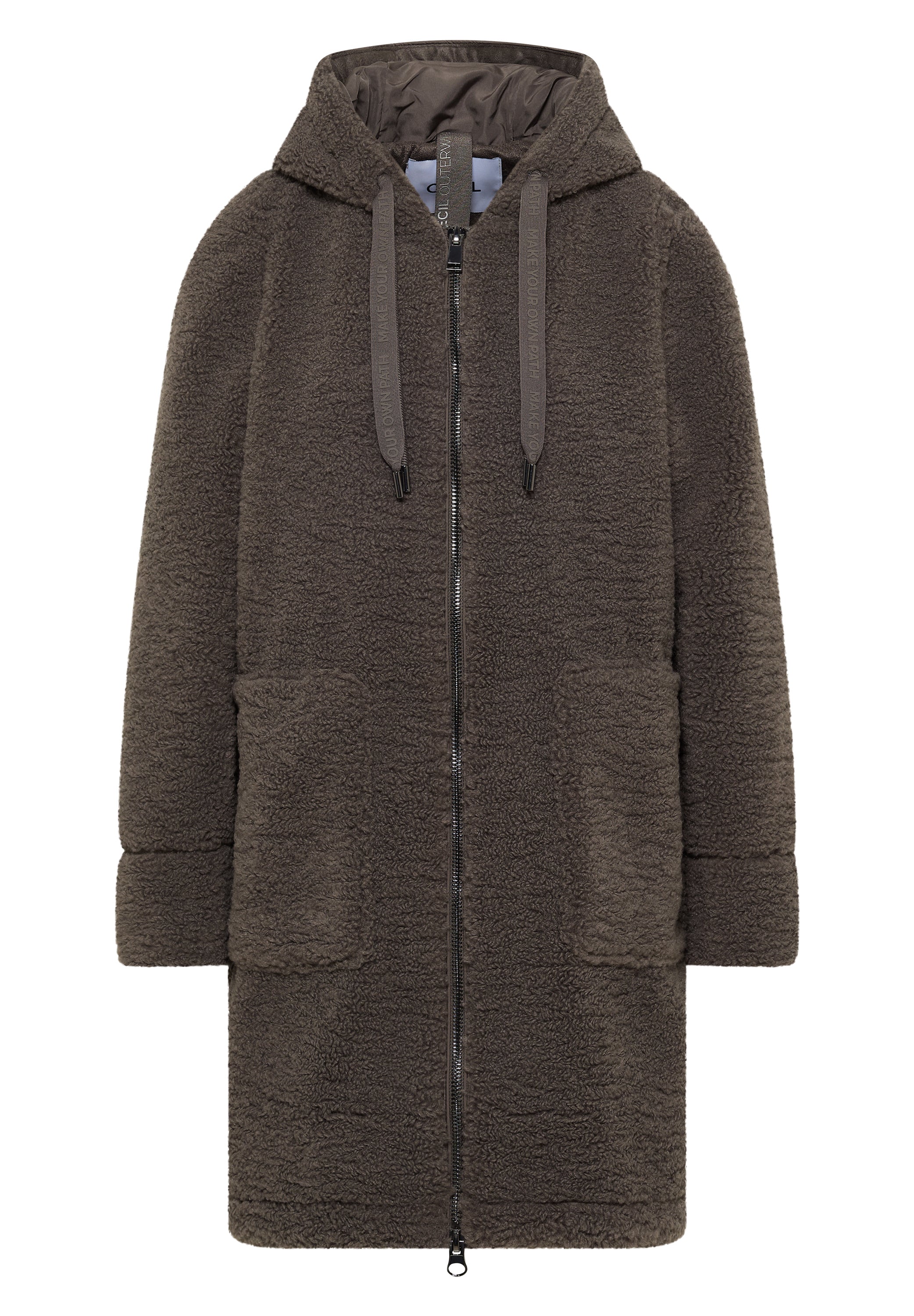 Teddy Damen Mantel mit Kapuze Damen Braun