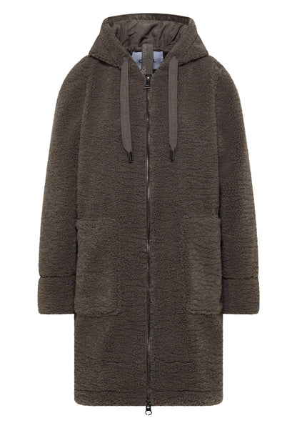 Teddy Damen Mantel mit Kapuze Damen Braun
