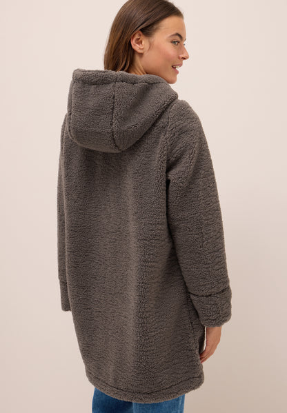 Teddy Damen Mantel mit Kapuze Damen Braun