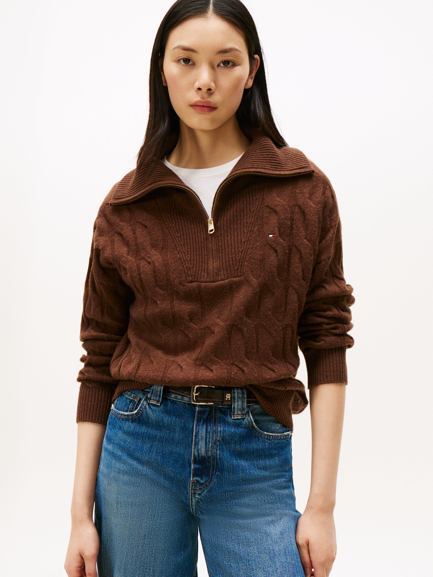 SOFT WOOL CABLE 1/2 ZIP LS SWT