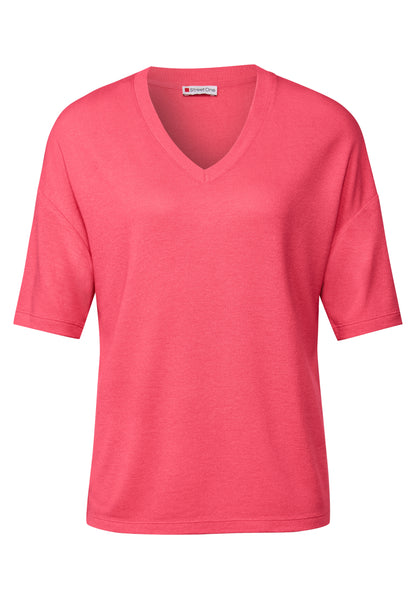 Strick-Look V-Neck T-Shirt
