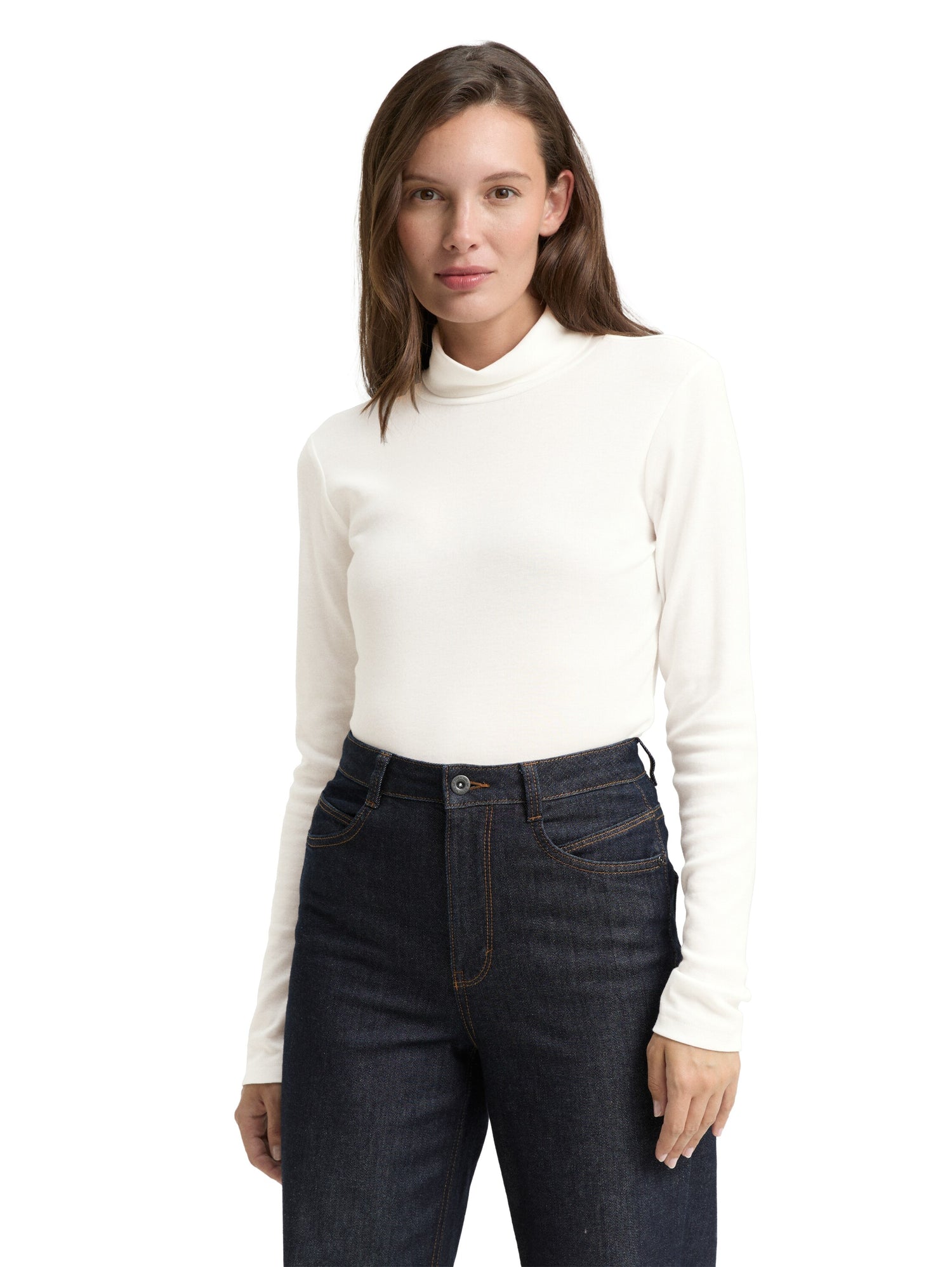 Basic Damen Rollkragenshirt Modal Elasthan
