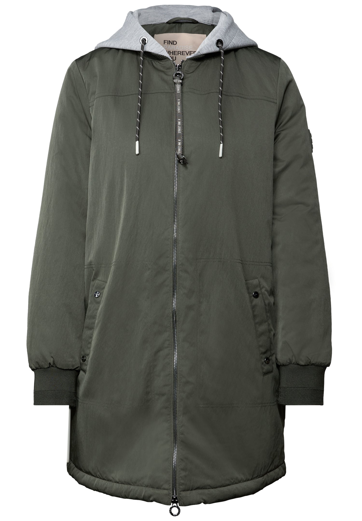Langer Blouson mit Kapuze