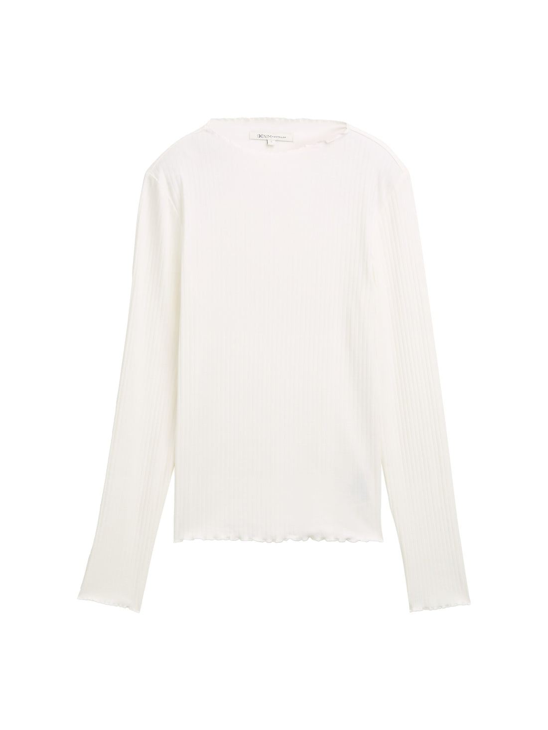 Ripp Langarmshirt mit Stehkragen