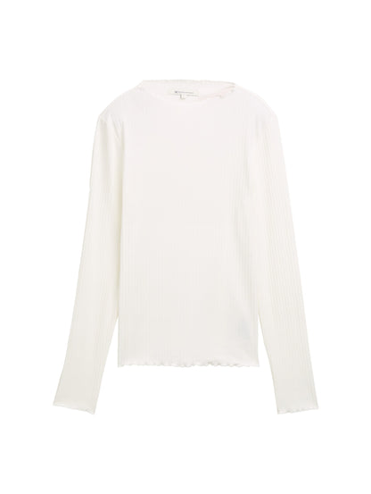 Ripp Langarmshirt mit Stehkragen