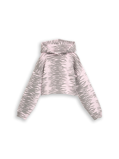 Cropped Hoodie Sweatshirt mit Muster