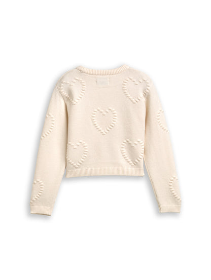 Cropped Strickpullover mit Herzmuster