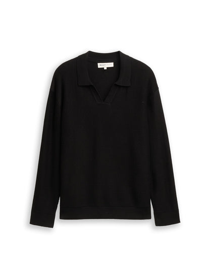 Relaxed Fit Strick-Poloshirt