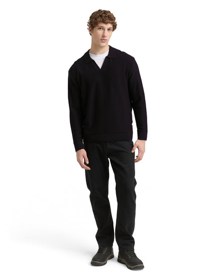Relaxed Fit Strick-Poloshirt
