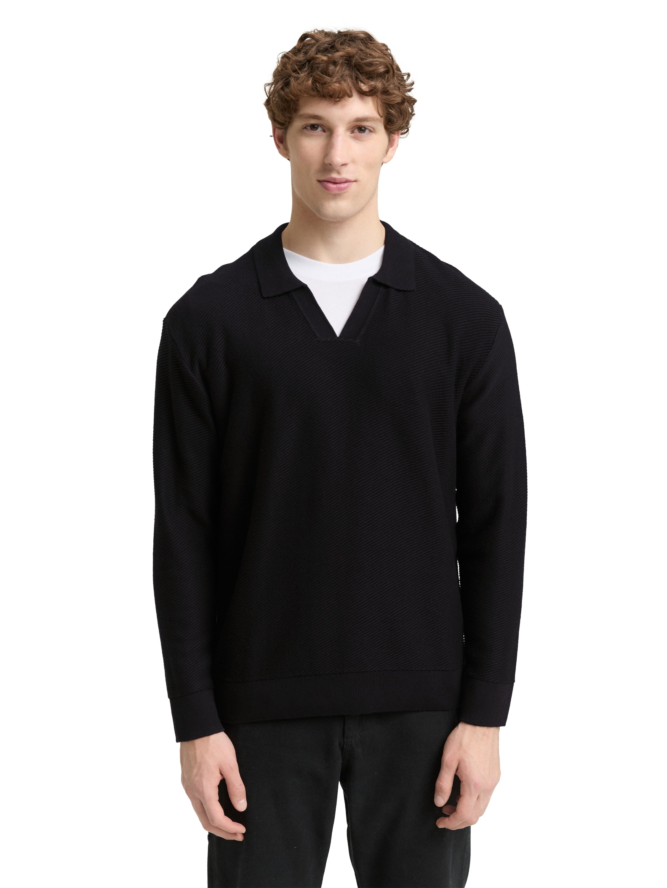 Relaxed Fit Strick-Poloshirt