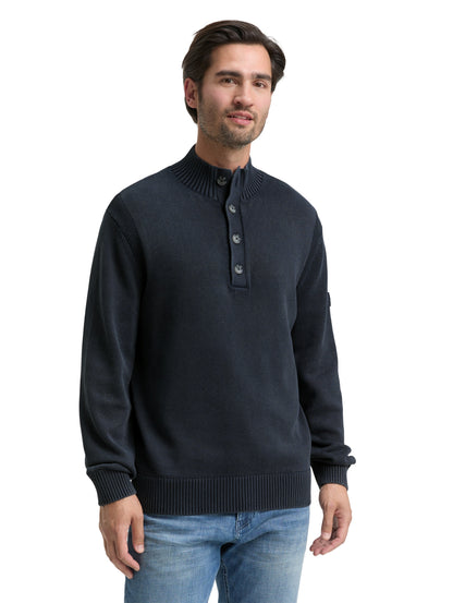 Troyer Strickpullover im Washed-Look aus Baumwolle
