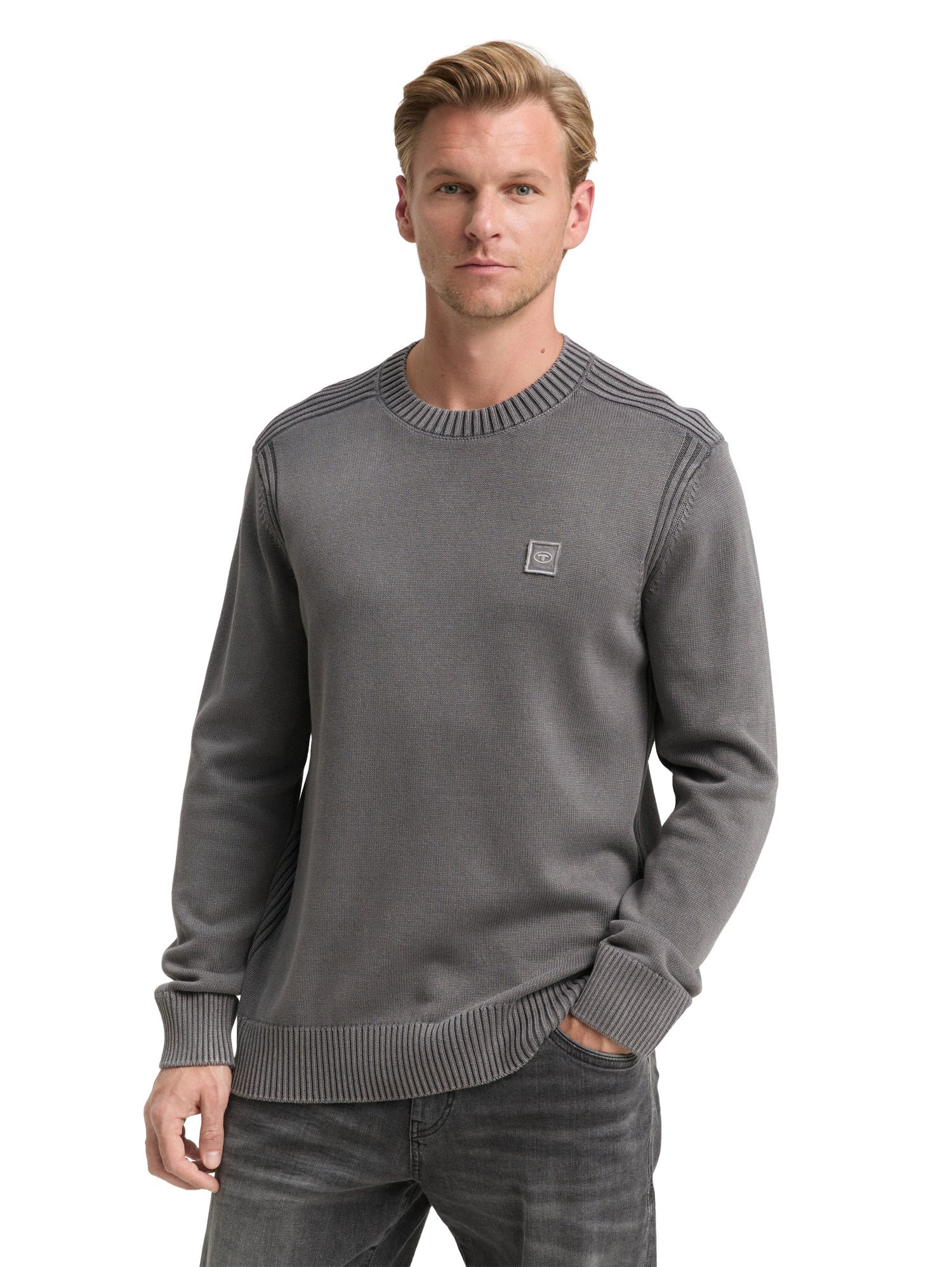 Strickpullover im Washed-Look aus Baumwolle