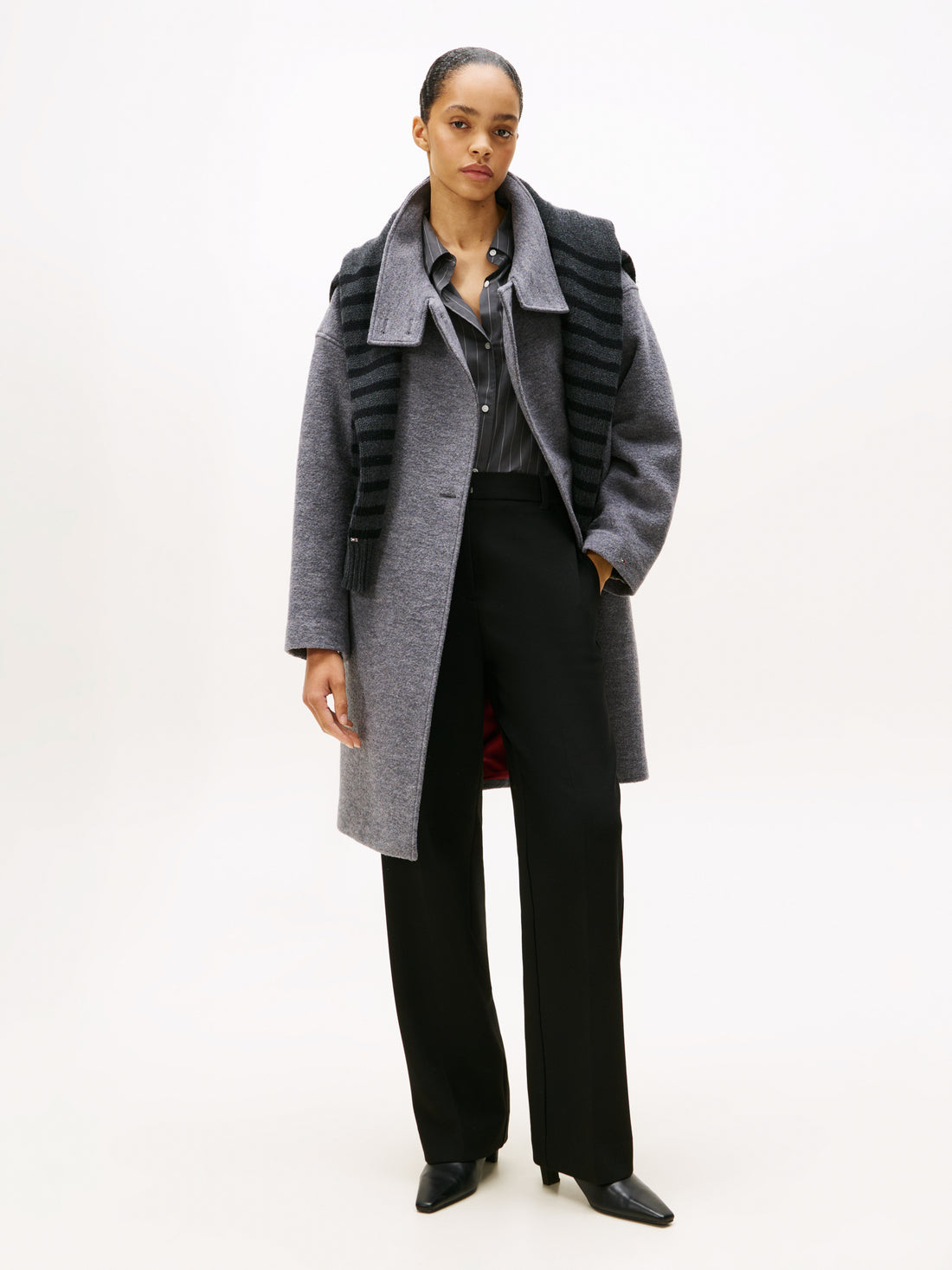 WOOL TEXTURE REG FUNNEL NK COAT