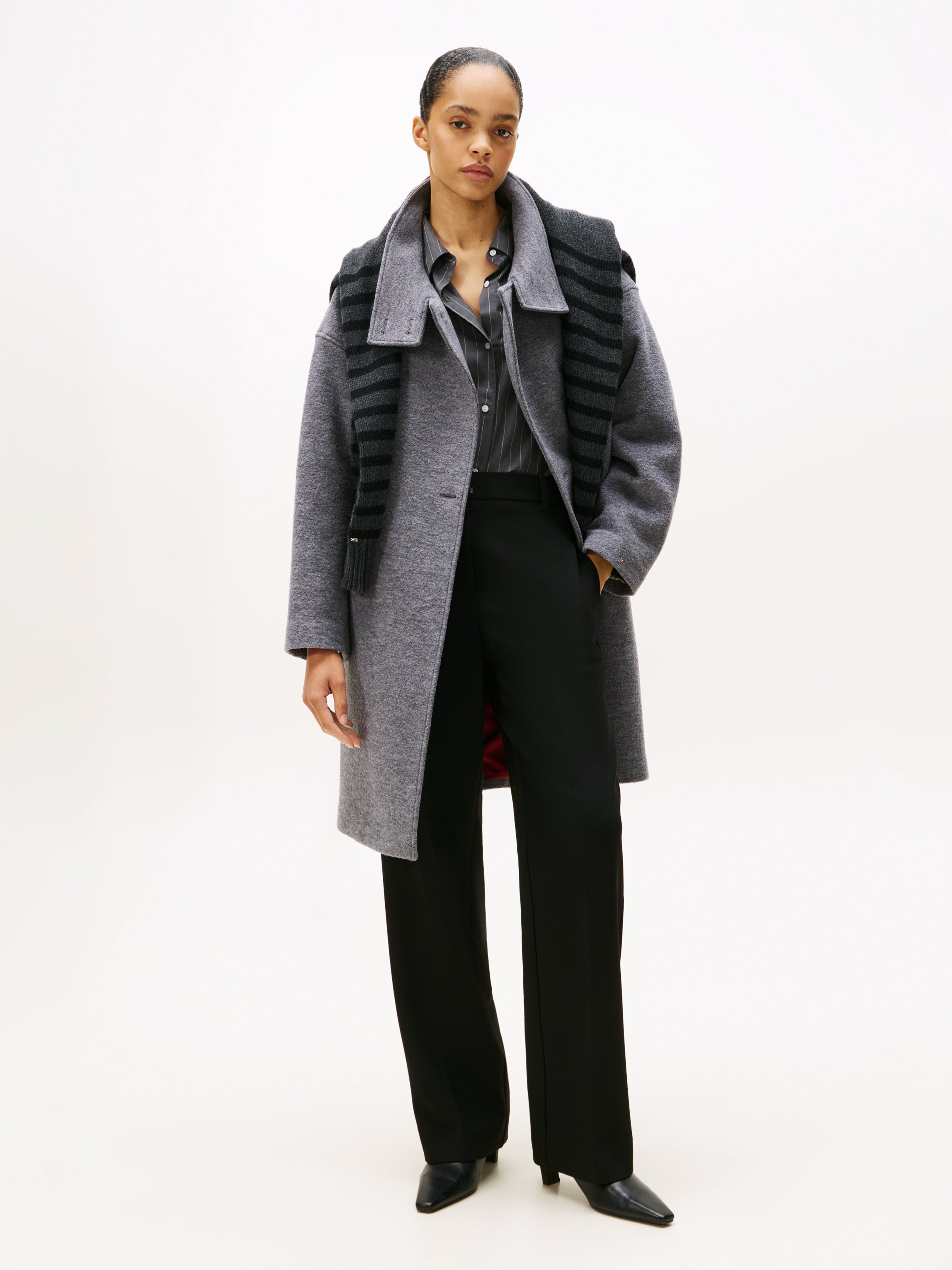 WOOL TEXTURE REG FUNNEL NK COAT