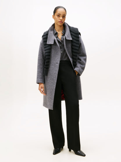 WOOL TEXTURE REG FUNNEL NK COAT