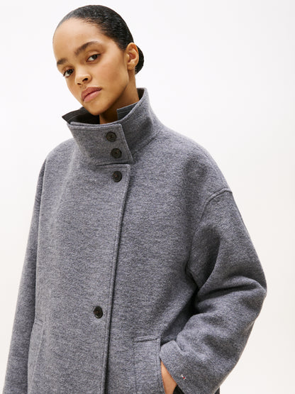 WOOL TEXTURE REG FUNNEL NK COAT
