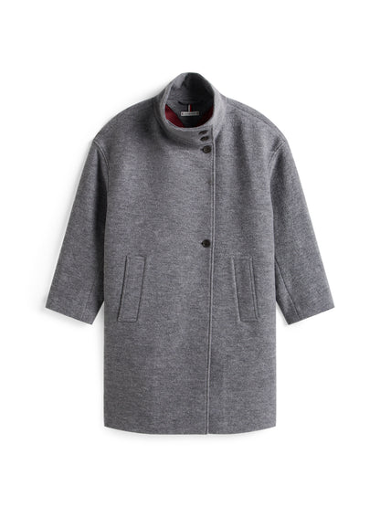 WOOL TEXTURE REG FUNNEL NK COAT