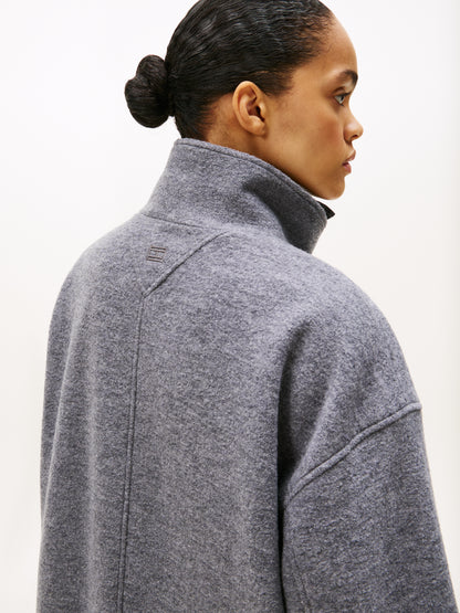 WOOL TEXTURE REG FUNNEL NK COAT