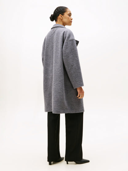 WOOL TEXTURE REG FUNNEL NK COAT