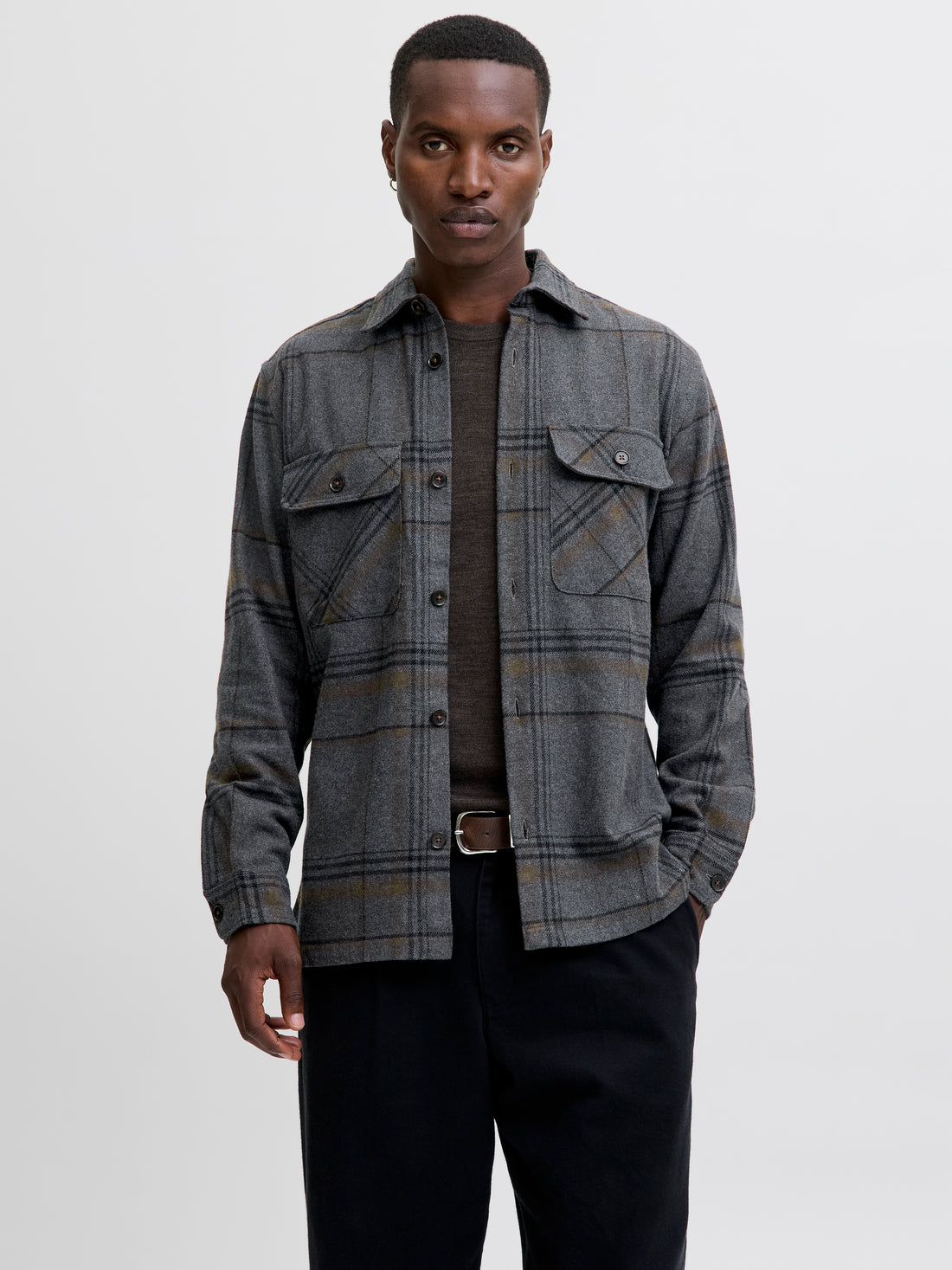 JPRRAYLE MELANGE CHECK L/S OVERSHIRT SN