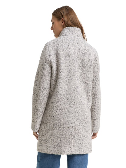 Bouclé Wollmantel mit Stehkragen