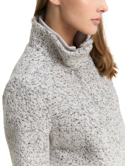 Bouclé Wollmantel mit Stehkragen
