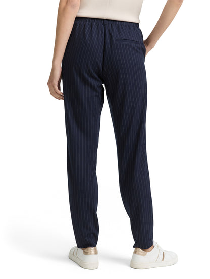 Loose Fit Damen Jerseyhose mit Nadelstreifen und Kordelzug