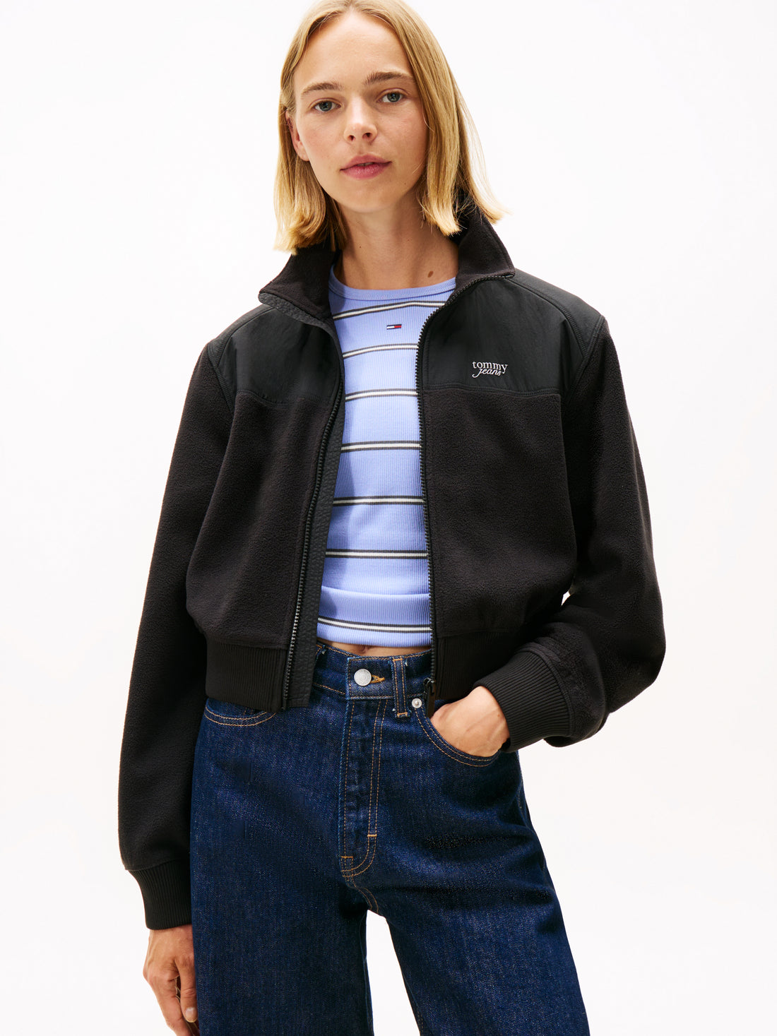 TJW FABRIC MIX FLEECE ZIP THRU