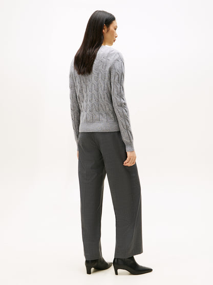 SOFT WOOL CABLE C-NK LS CARDIGAN