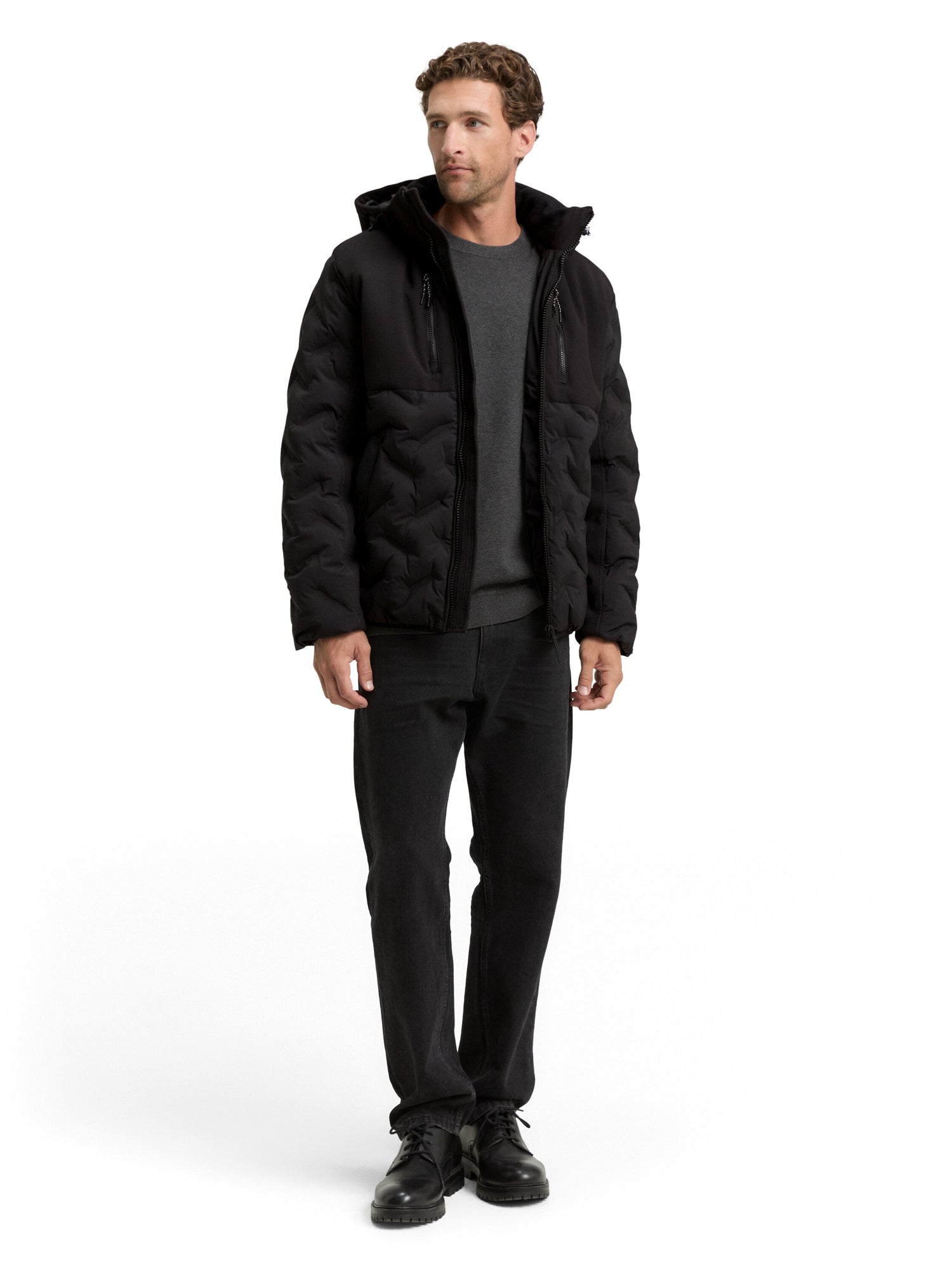 Hybrid Puffer-Jacke mit Steppung