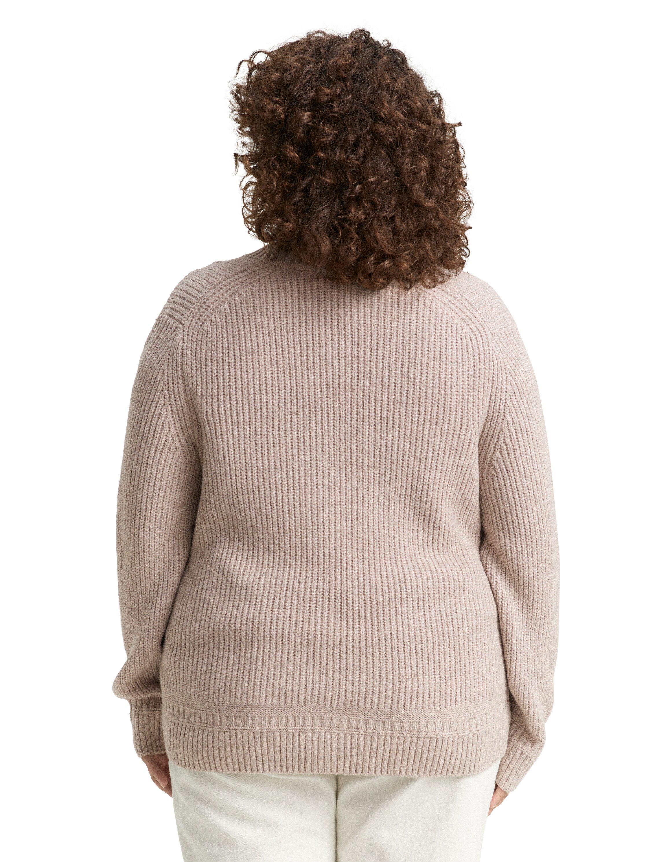 Plus Size - Ripp Cardigan mit V-Ausschnitt