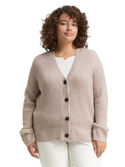 Plus Size - Ripp Cardigan mit V-Ausschnitt