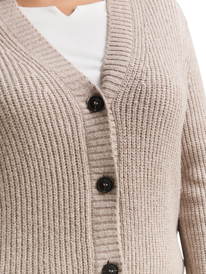 Plus Size - Ripp Cardigan mit V-Ausschnitt
