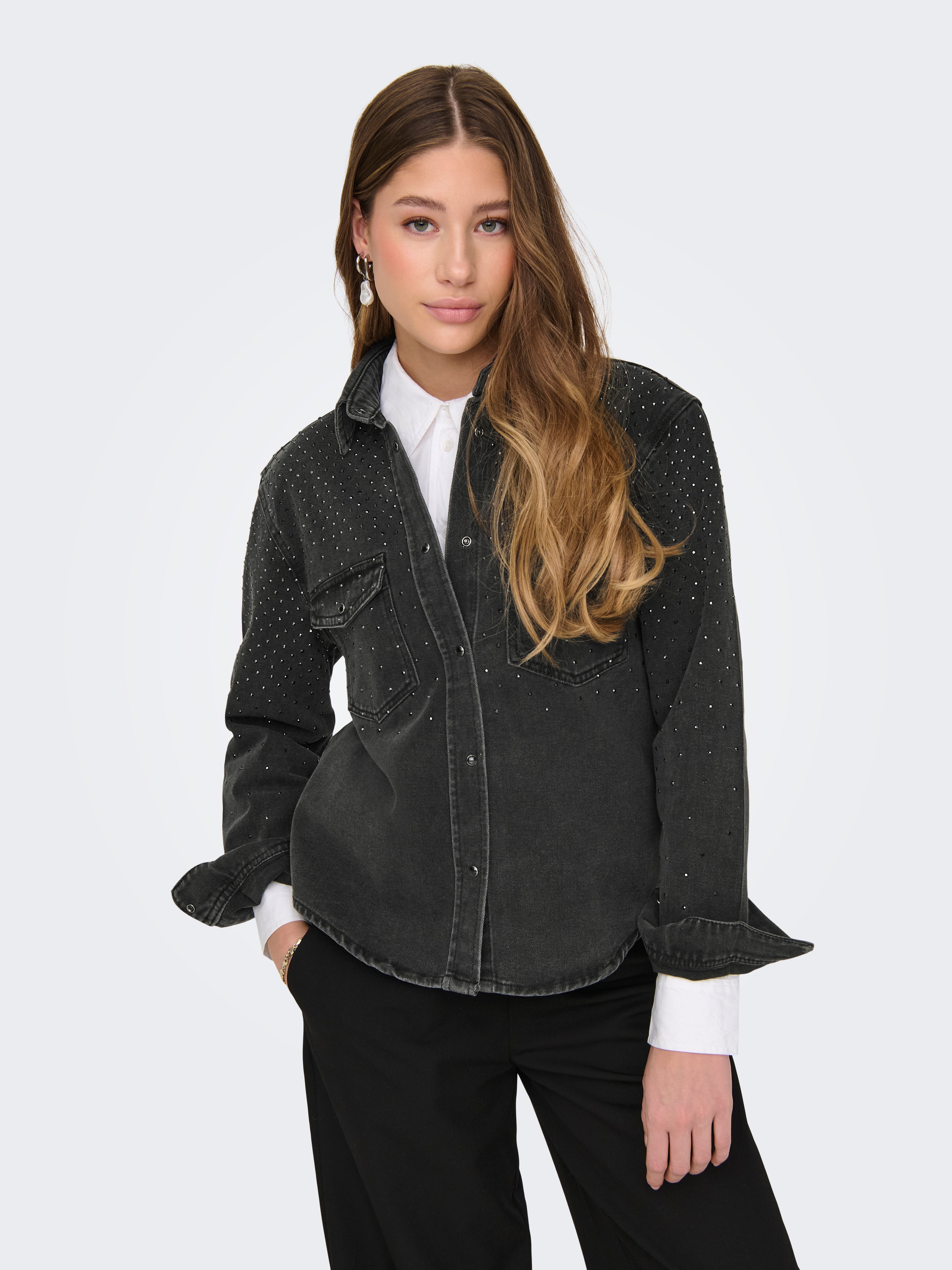 JDYSTINE STONE LS SHIRT DNM