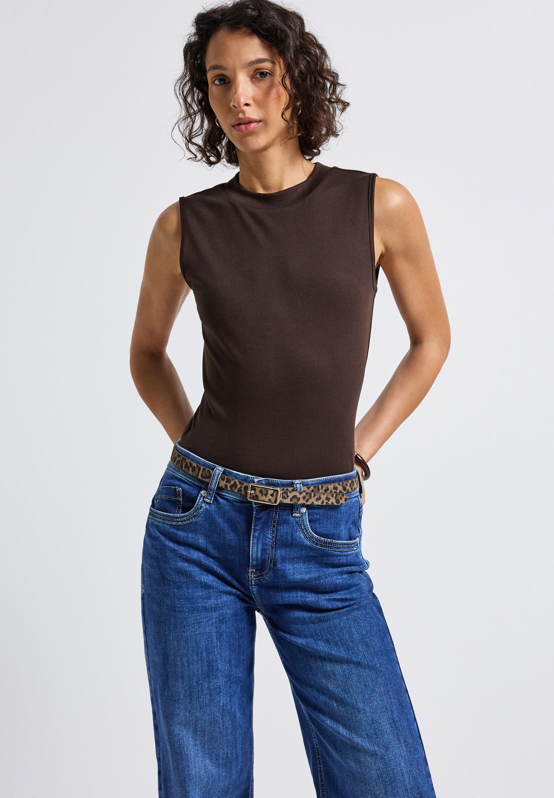 Street One Damen Ledergürtel Animal Print Metallschnalle